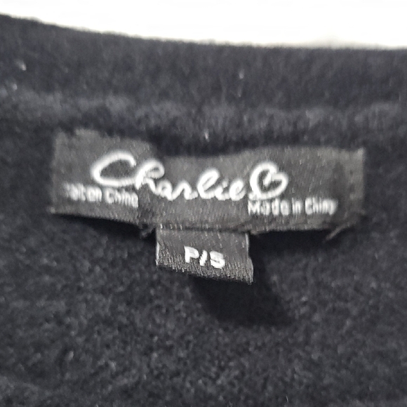 CHARLIE B Black Sweater with Lace-Up Accent - Picture 2 of 4